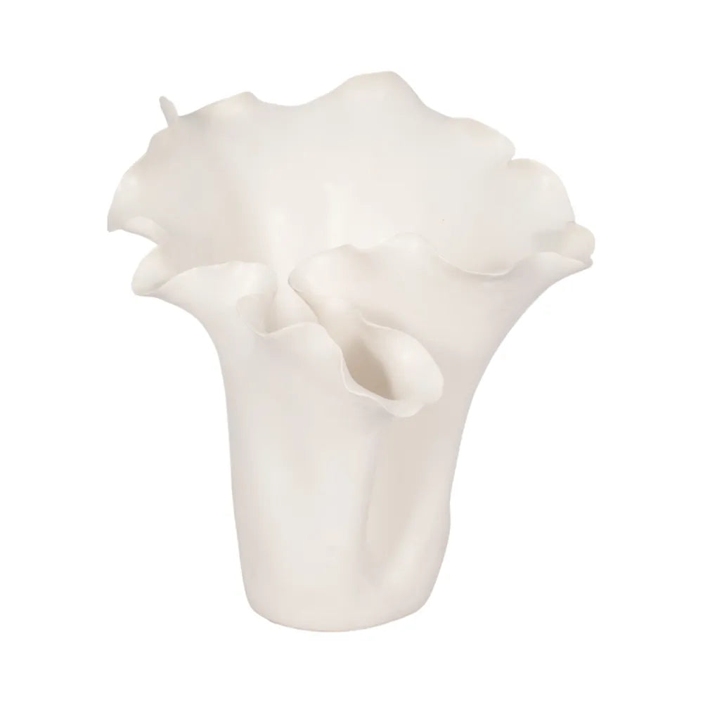 Westenholm White Ceramic Ruffled Edge Vase