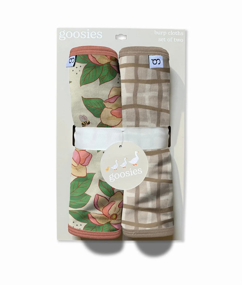 Magnolia/Plaid Burp Cloth Set