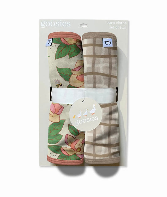 Magnolia/Plaid Burp Cloth Set