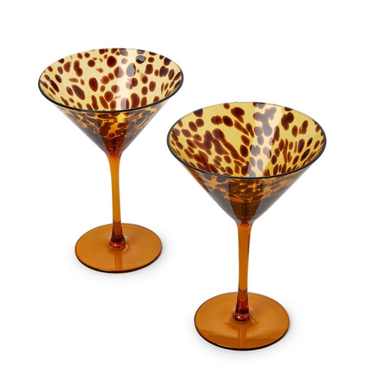 Tortoise Print Martini Glasses Set of Two