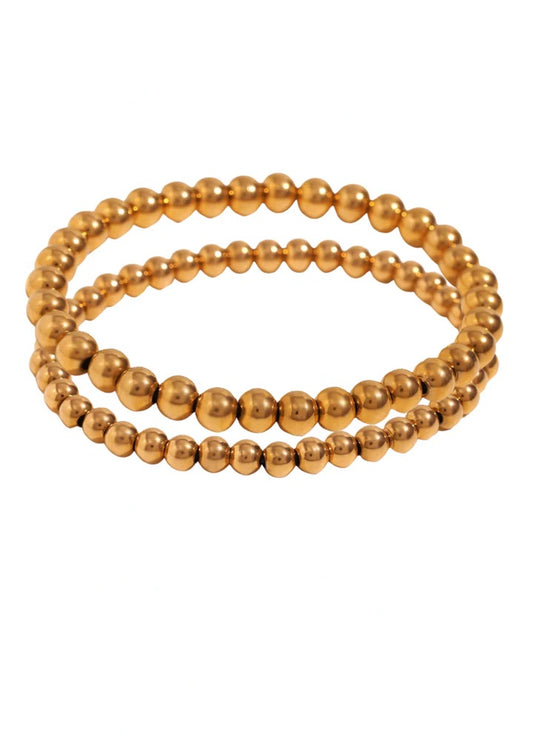 M/L Gold Beaded Bracelet Stack