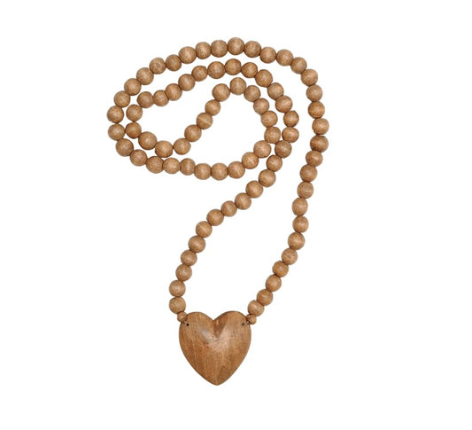 Mango Wood Rosary w/heart