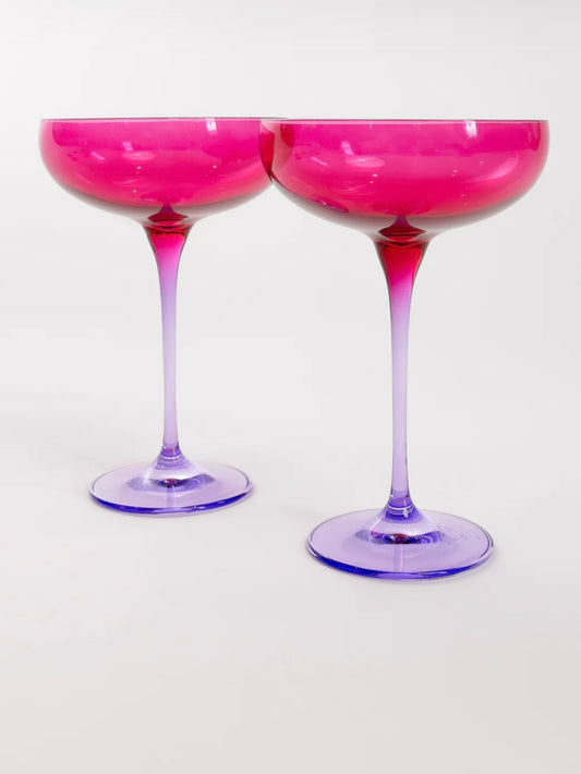 Colorblock Viva Magenta and Lavender Champagne Coupe S/2