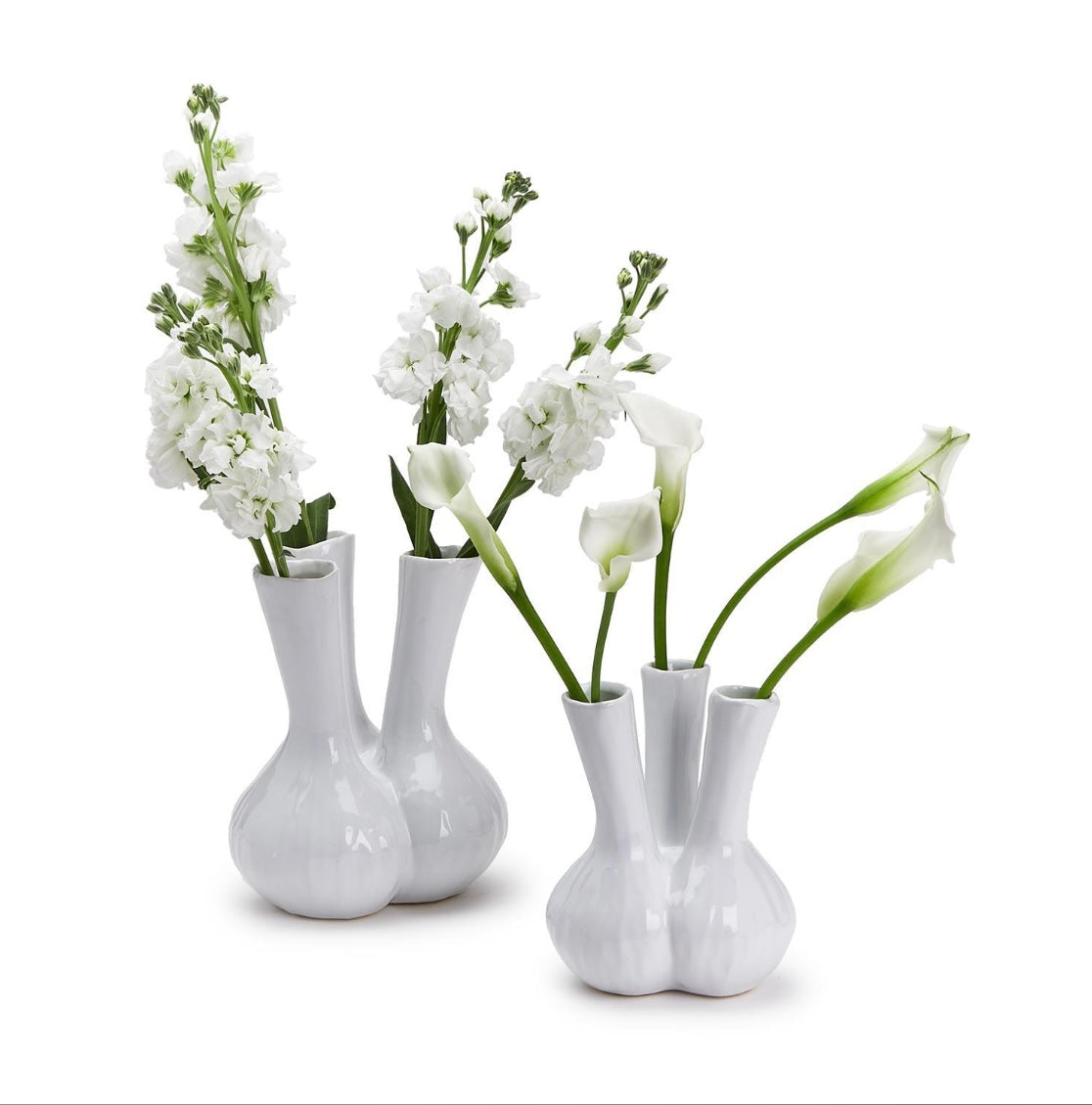 White 3 Stem Vase Small