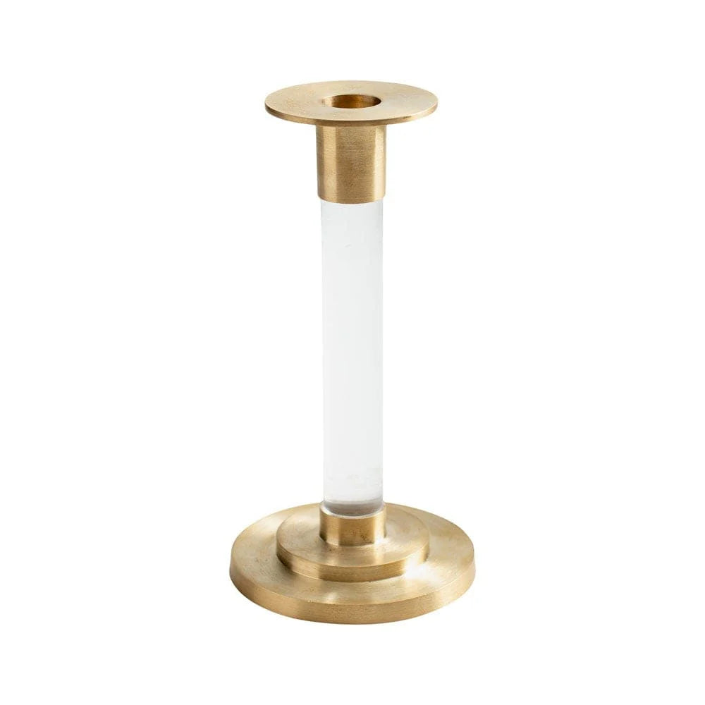 Small Brass & Resin Candlestick in Clear