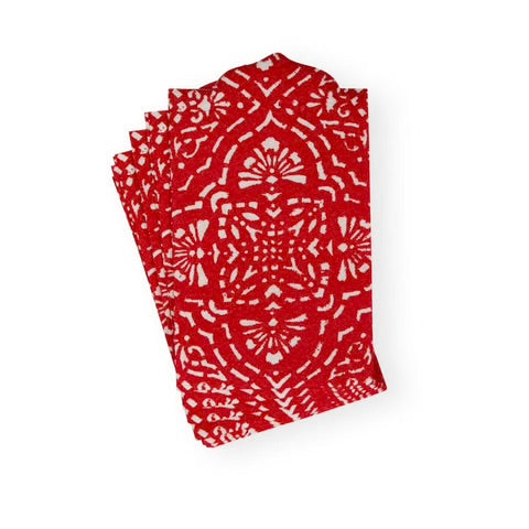 Annika Red Paper Linen Guest Towel