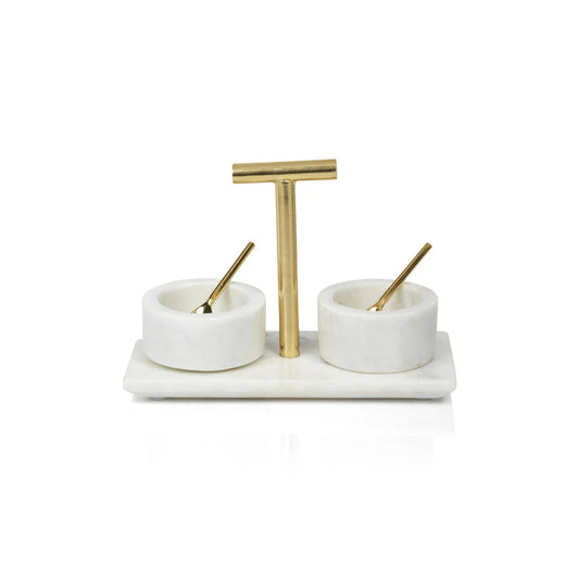 Marble Condiment Set/2 Bowls with Spoon