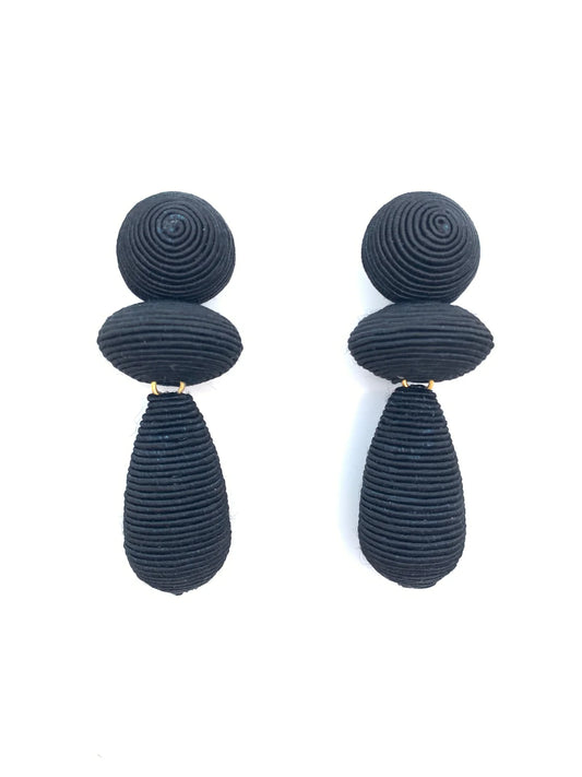 Black Corded Large Orbit Earrings