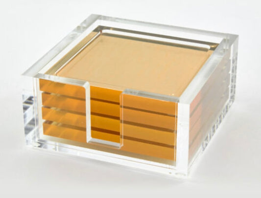 Lucite Coaster Set Gold