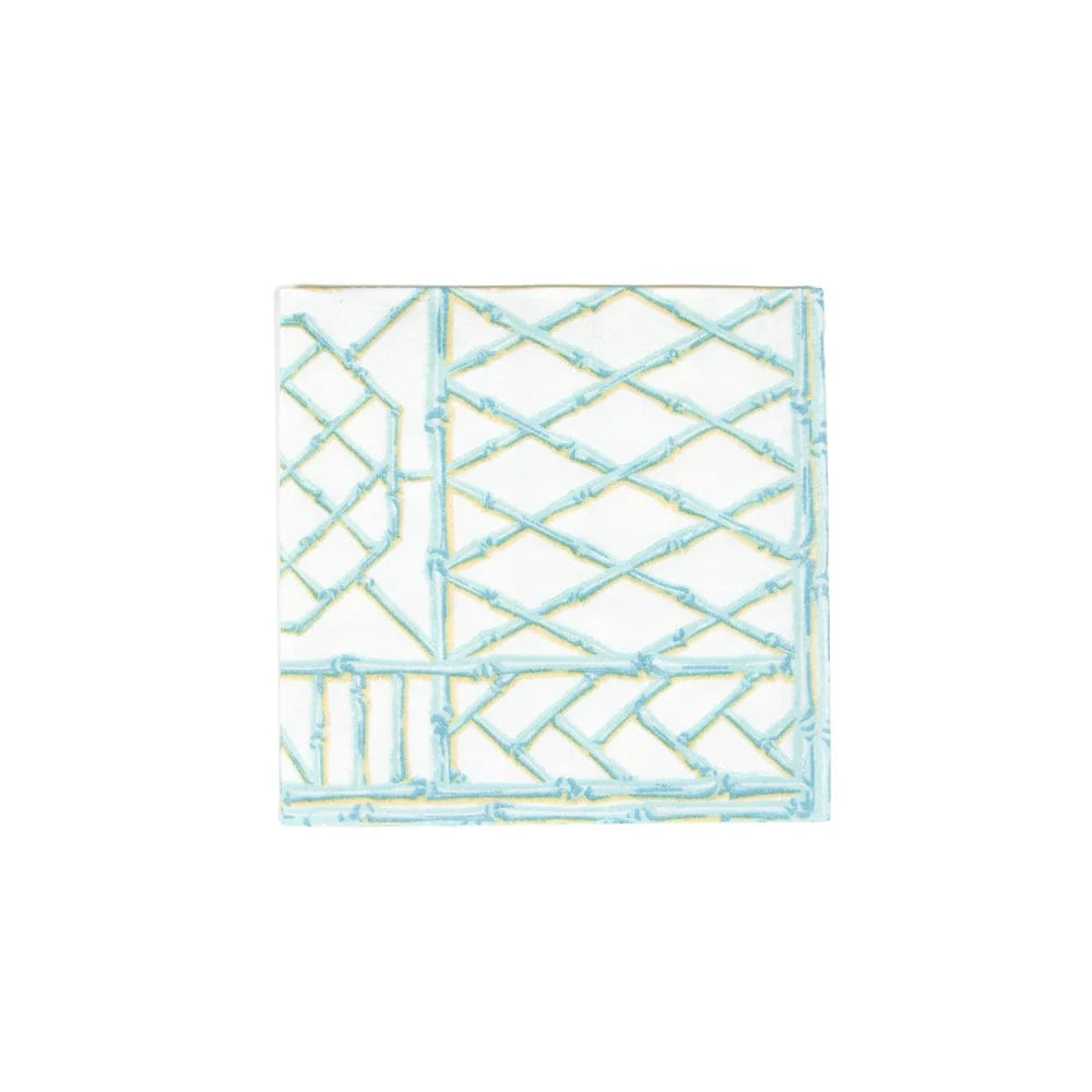 Bamboo Screen Robin’s Egg Paper Linen Cocktail Napkins