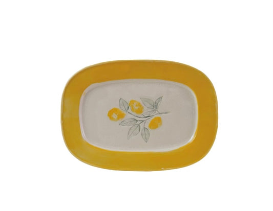 Stoneware Plate with Lemons