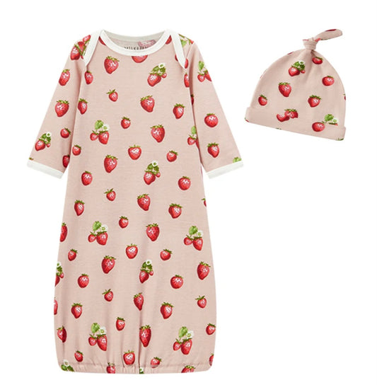 Strawberry Gown & Hat Set 0-3M