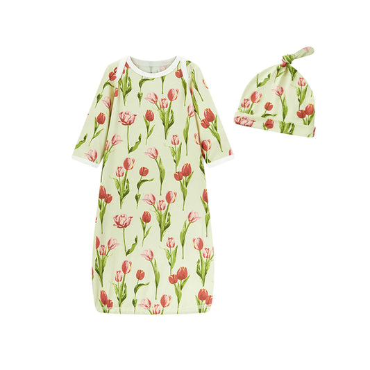Tulip Newborn Gown & Hat Set 0-3M