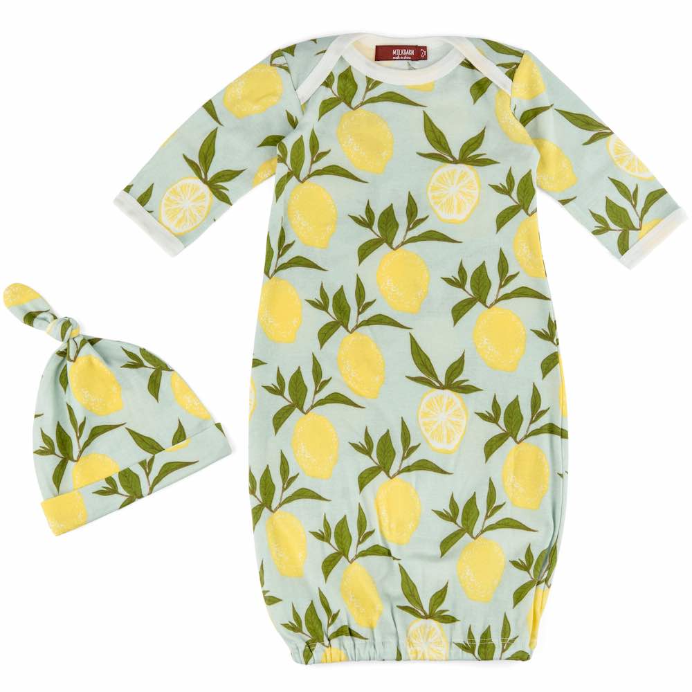 Lemon Gown & Hat Set Newborn