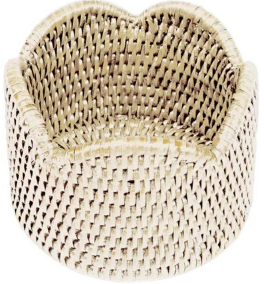 Rattan Scallop Wine Coaster Cream