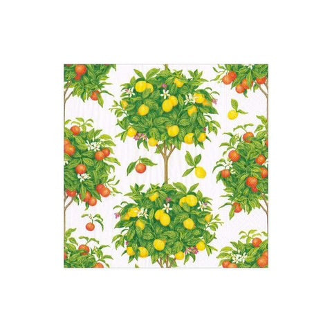 Citrus Topiaries Cocktail Napkin White
