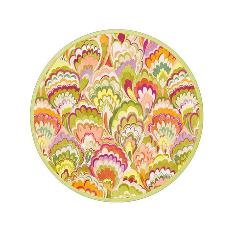 Marbled Ceramica Rspbry/Chartreuse Salad/Dessert Plate