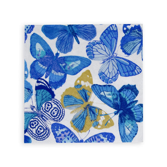 Butterflies Blue Cocktail Napkin