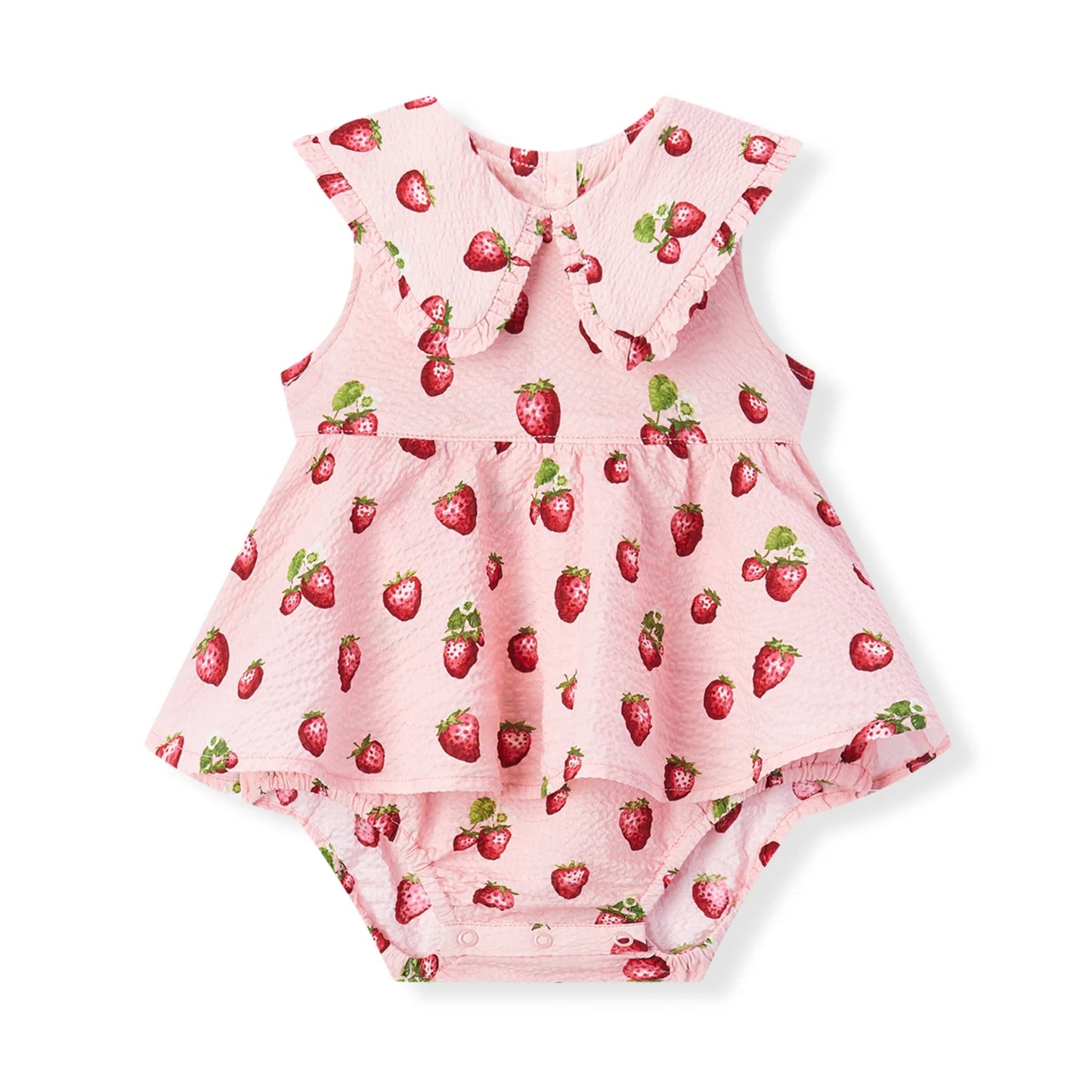Ruffle Collar One Piece Strawberry 6-12m