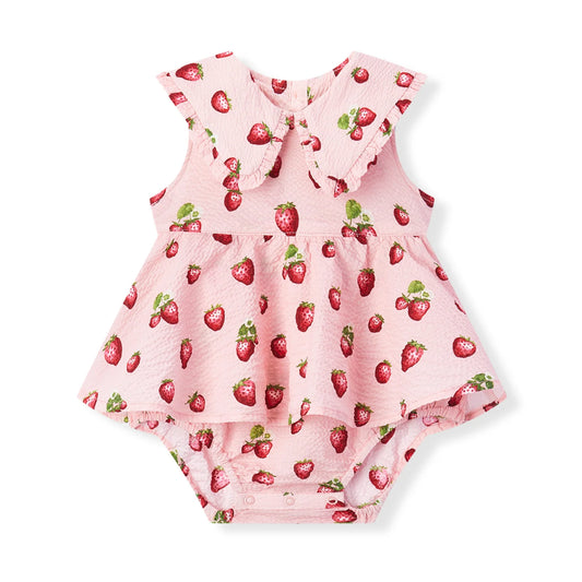 Ruffle Collar One Piece Strawberry 6-12m
