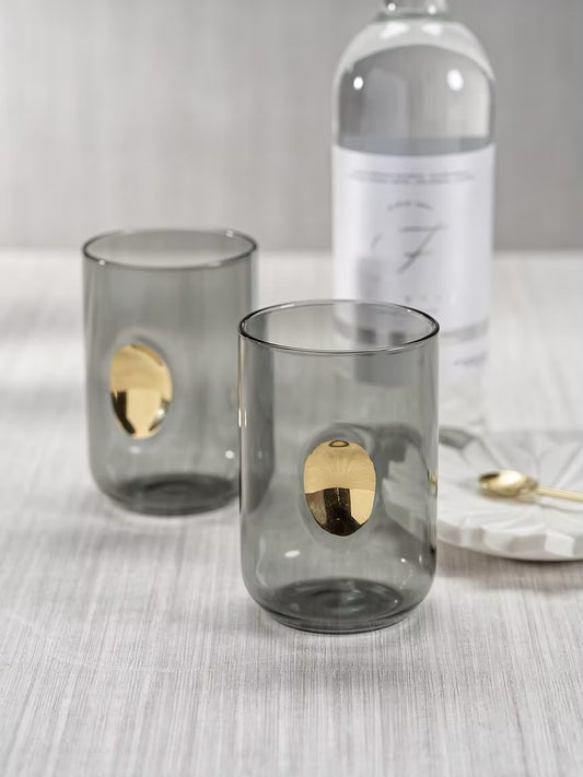 Aperitivo Tumbler w/Gold Accent- Ash Gray