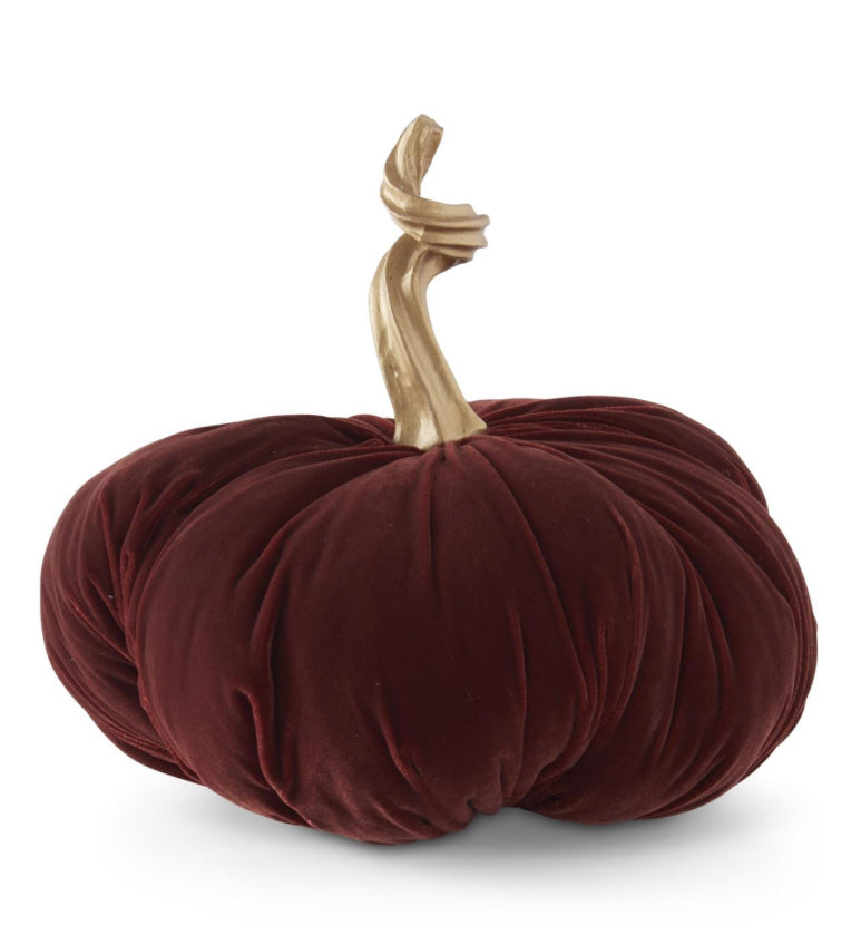 11 Inch Burgundy Velvet Pumpkin