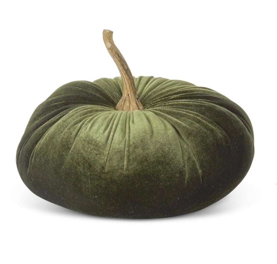 6.25 Inch Green Velvet Pumpkin