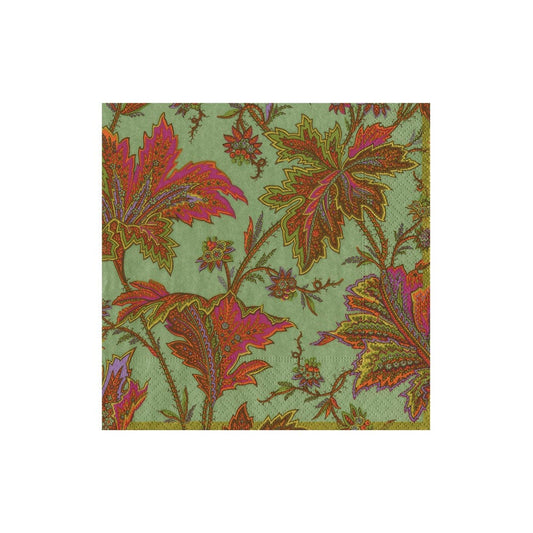 Paisley Leaves Sage Green Cocktail Napkin