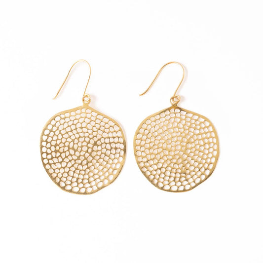 Gretchen Large Circle with Holes Earrings Brass