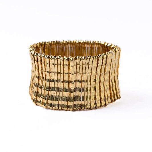 Winnie Wide Brass Stretch Bracelet