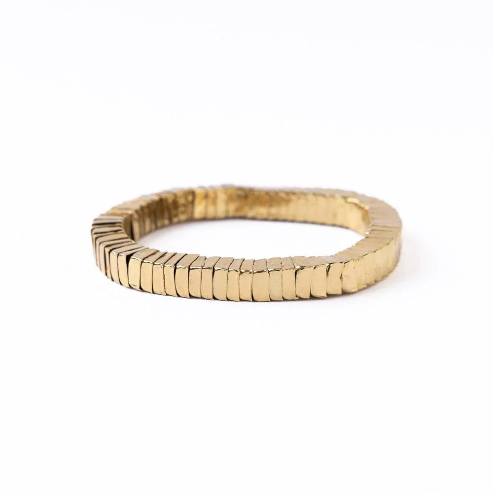Lucille Square Bead Stretch Bracelet Gold
