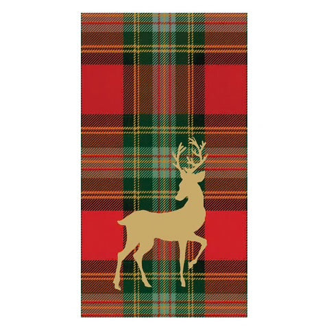 Reindeer Tartan Red Guest Towel
