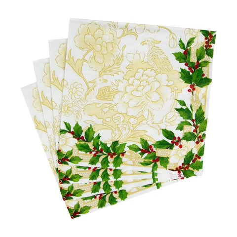 Holly Ceramic Ivory/Gold Luncheon Napkin