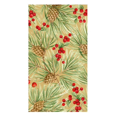 Evergreen and Berries Gold Guest Towel