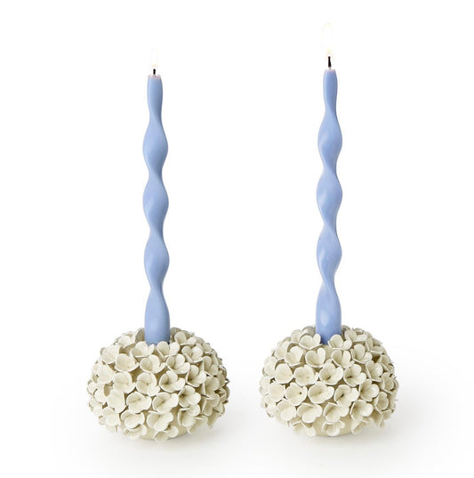 Hydrangea Flower Bud Vases/ Taper Candle Holder- White