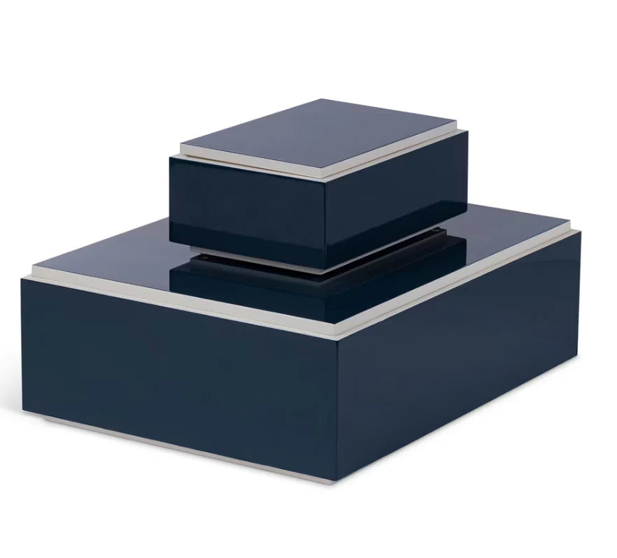 Balboa Bay Lacquered Boxes Set of Two - Indigo Blue