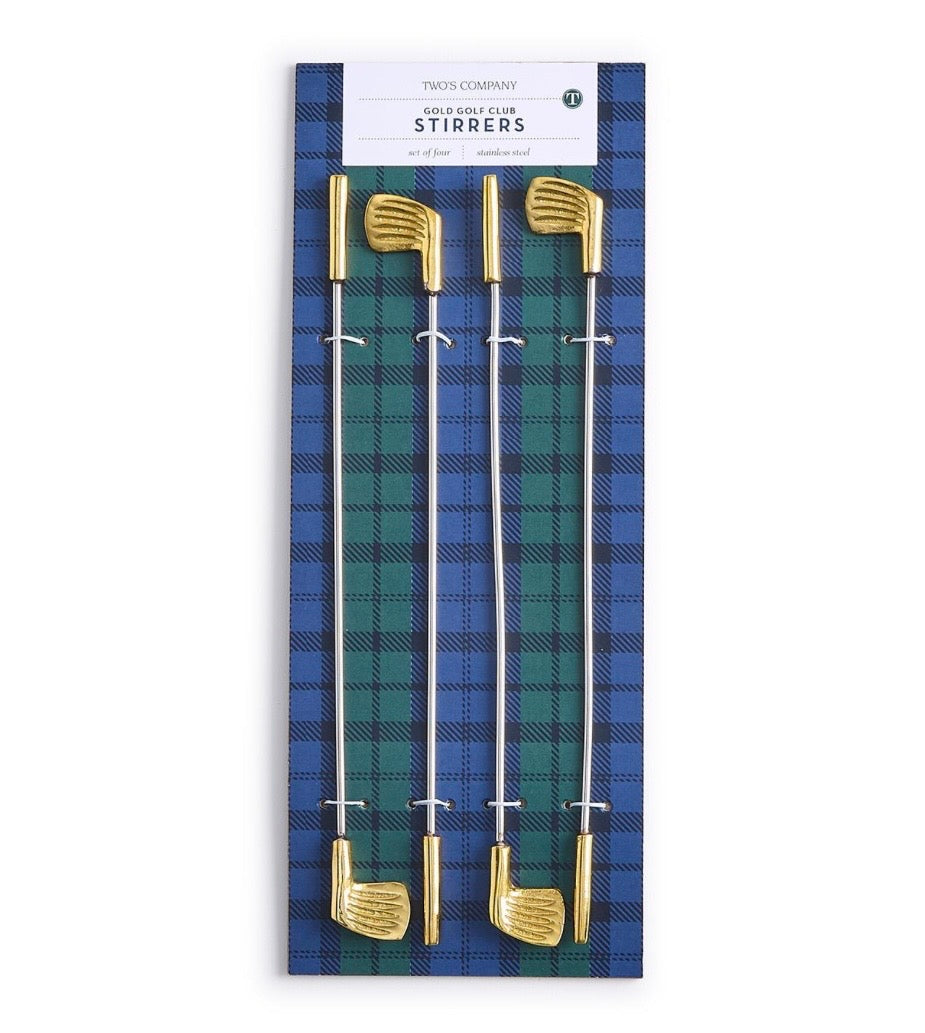 Gold Golf Club Stirrers S/4