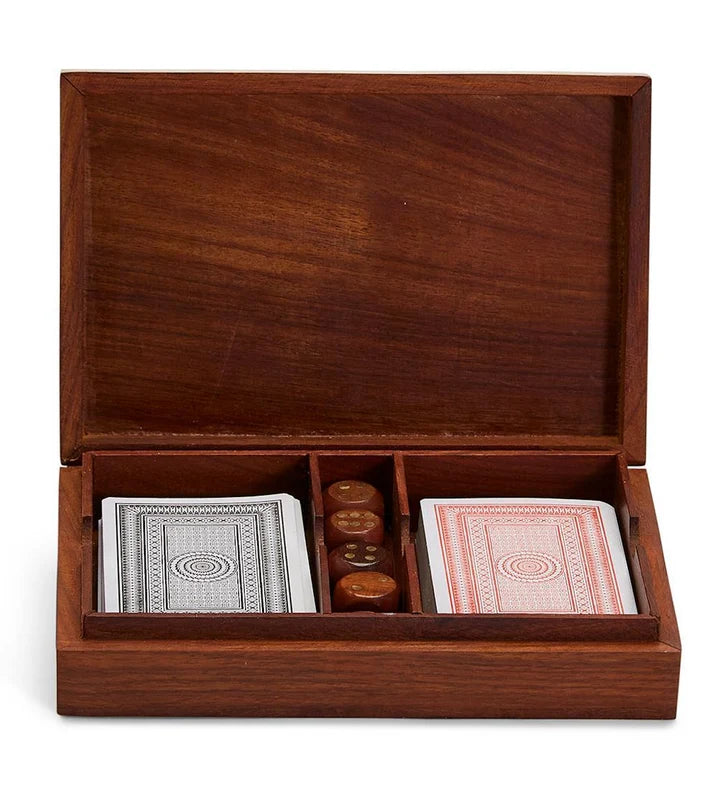 Wood Crafted Playing Card/Dice Game Set