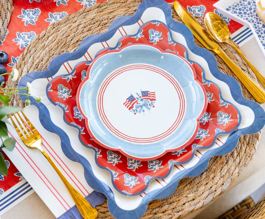Red Block Paper Plate 9"