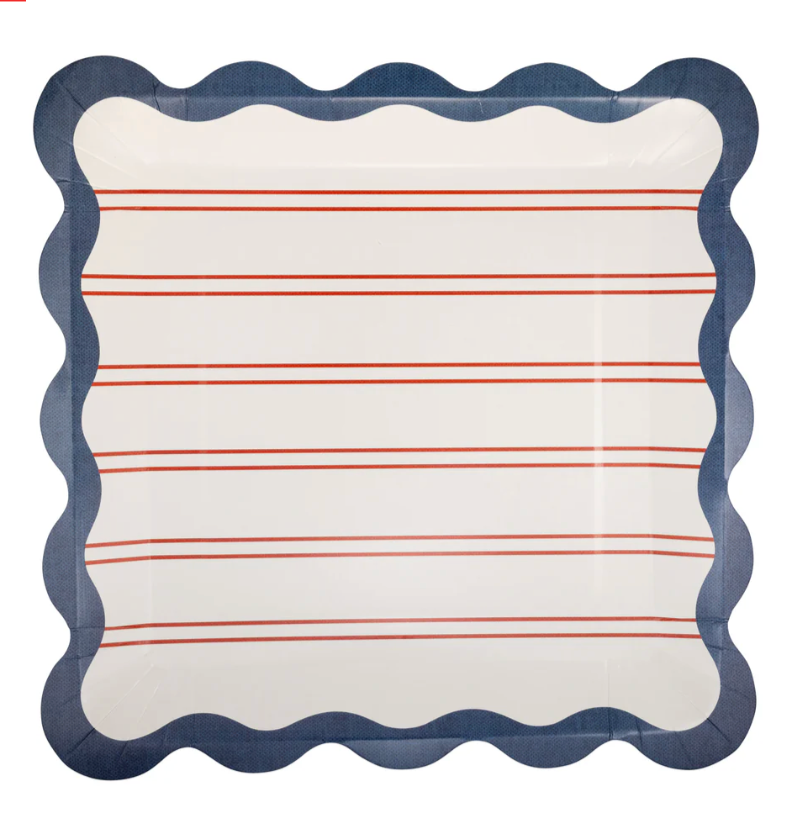 Red Stripes Paper Plate 11"