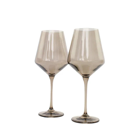 Gray Smoke Stemmed Wine Set of Two