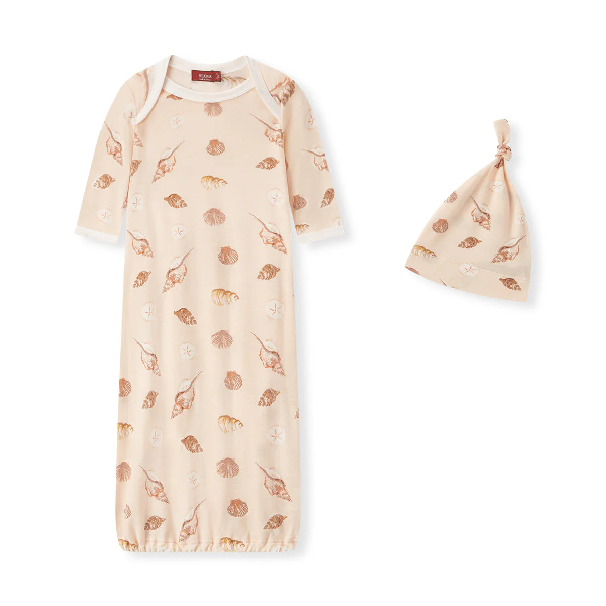 Bamboo NB Gown & Hat Seashells
