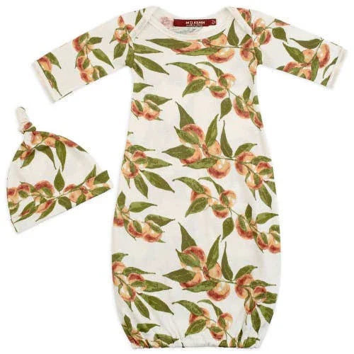 Organic NB Gown & Hat Peaches