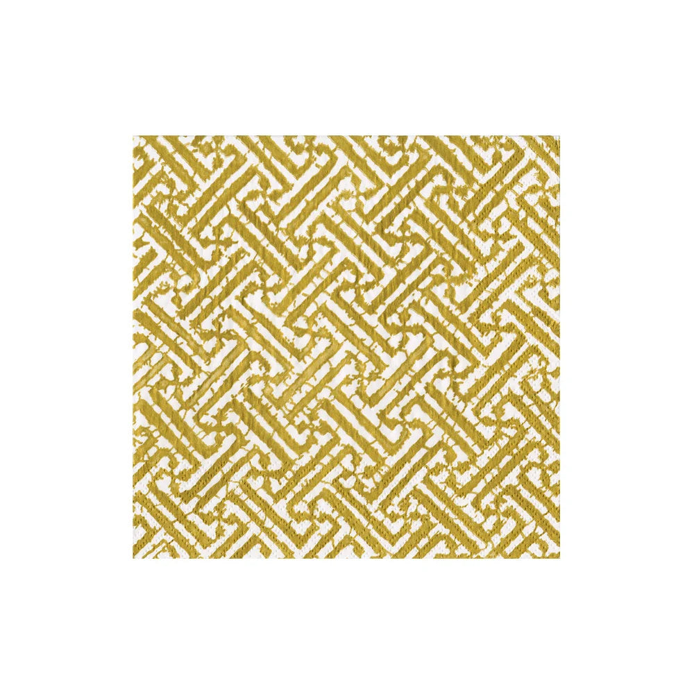 Fretwork Gold Cocktail Napkin