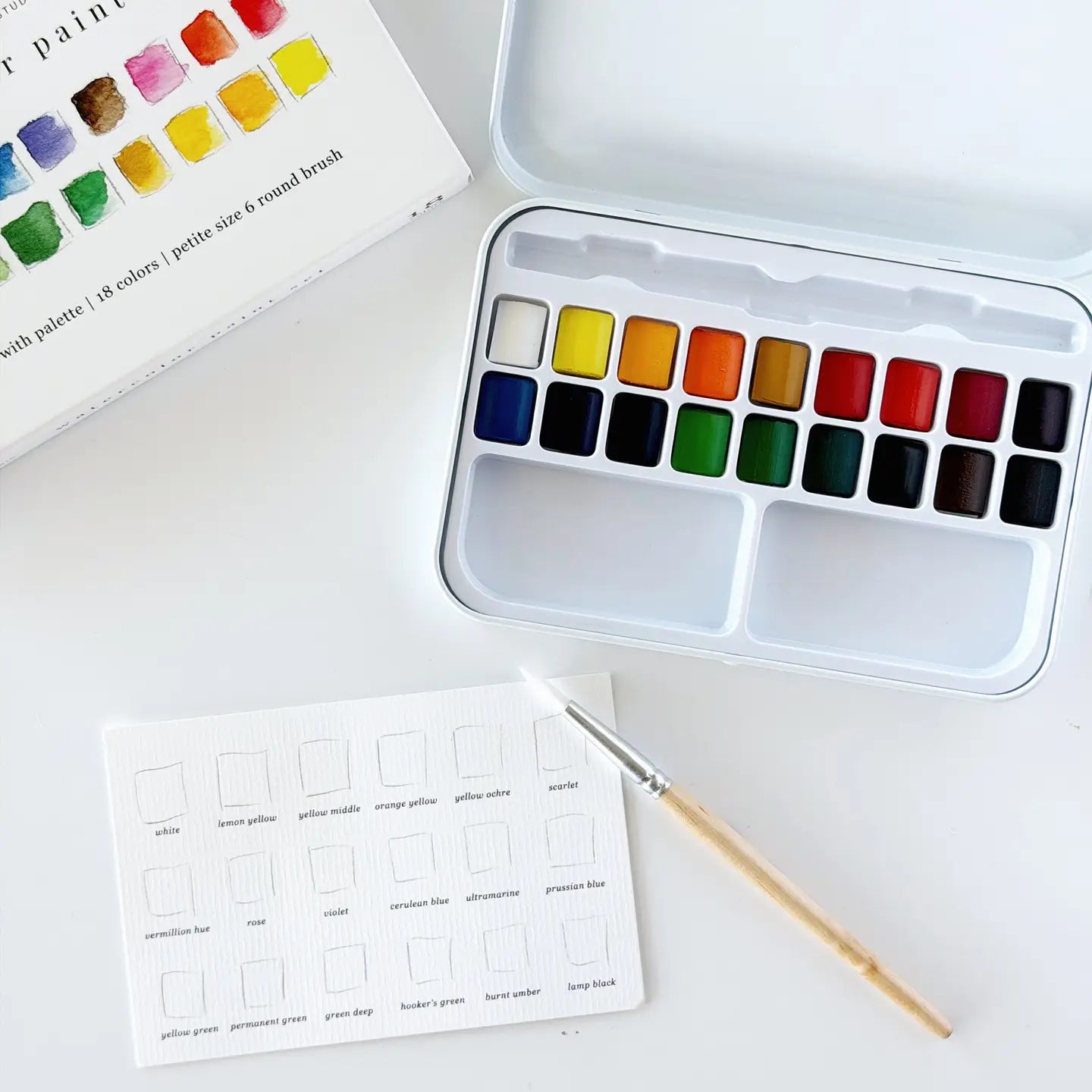 Watercolor Paint Set 18 Colors W| Brush