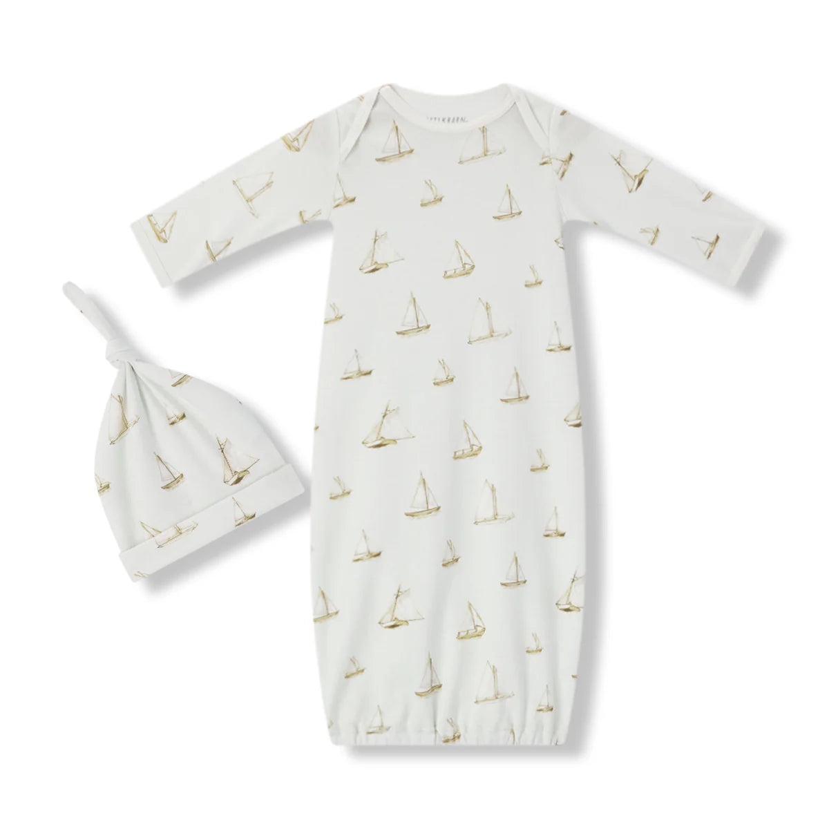 Organic NB Gown & Hat Sailboat Melody