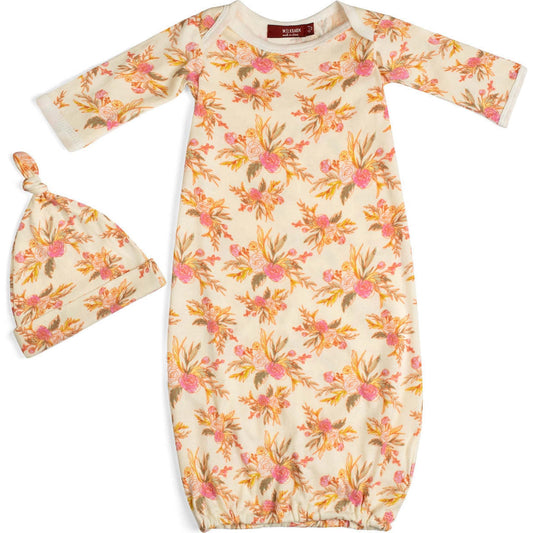 Organic NB Gown & Hat Vintage Floral