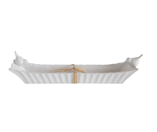 Ceramic Cracker Dish with Birds