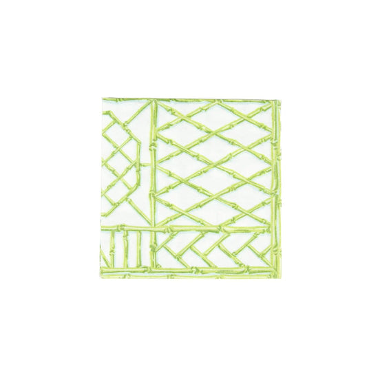 Bamboo Screen Moss Green Paper Linen Cocktail Napkin