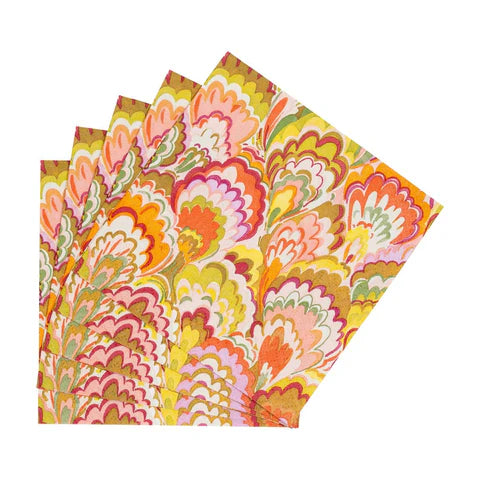 Marbled Ceramica Rspbry/Chartreuse Cocktail Napkin